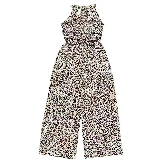 Thalia Sodi Pants - 2/$12 Thalia Sodi Pantsuit XS Jumpsuit Pink Leopard Print Wide Leg Sleeveless